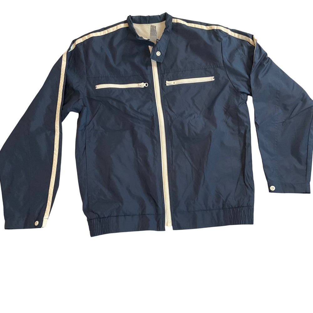 Old Navy Mens Navy Blue Windbreaker‎ Jacket White Stripe Size S Small